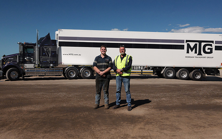 Two people standing in front of a truck, with Cody, the 2025 Capricorn Rising Stars QLD winner, on the left side.