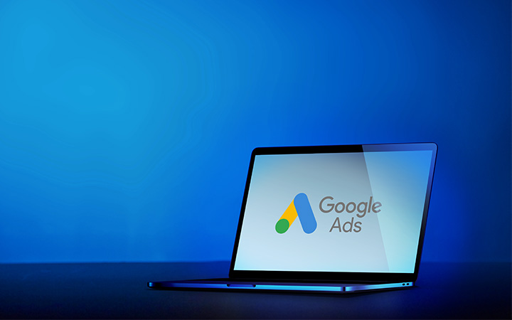 Laptop displaying Google Ads interface