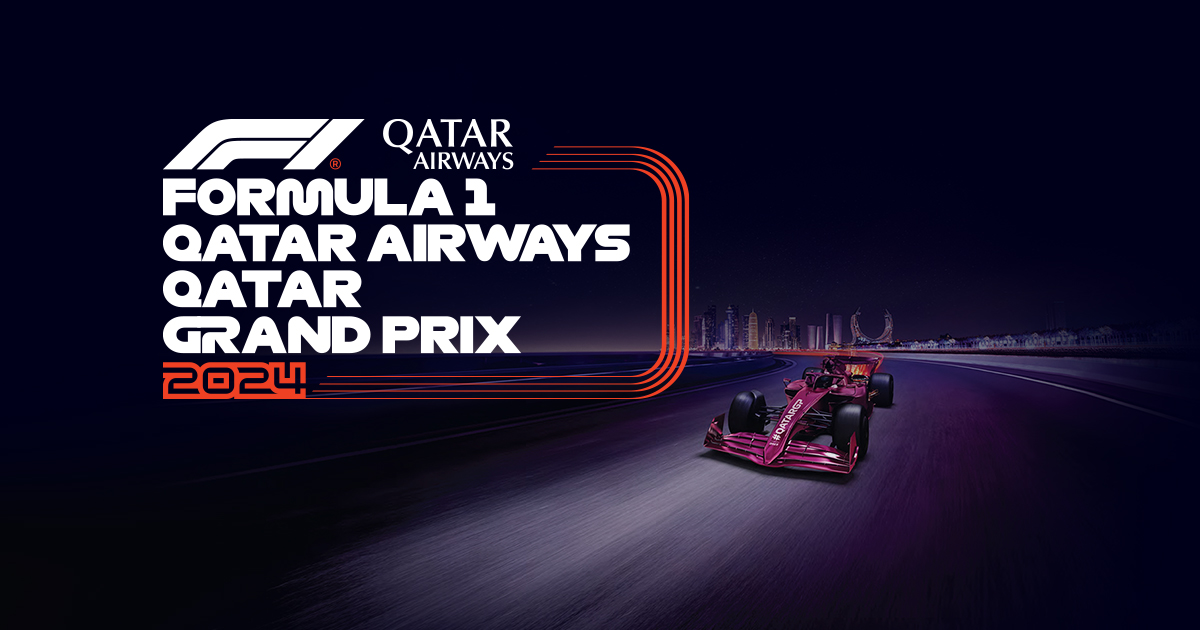 FORMULA 1 Qatar Airways Qatar Grand Prix 2024 logo with a F1 car on the background